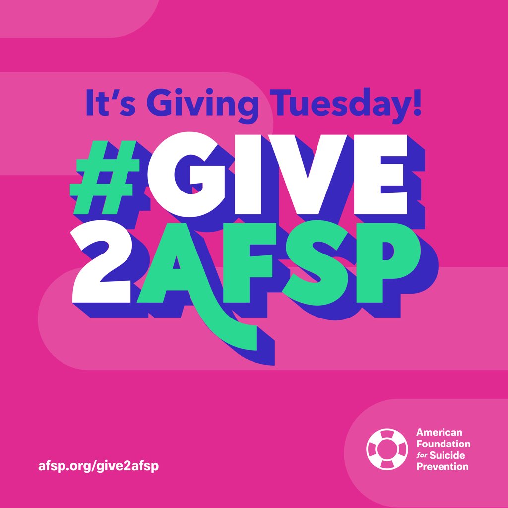 Today is #GivingTuesday! The gift you make today to the American Foundation for Suicide Prevention supports a cause you care about that impacts your friends, family, and entire community. Give today and use #Give2AFSP to share why you donate! afsp.org/give2afsp