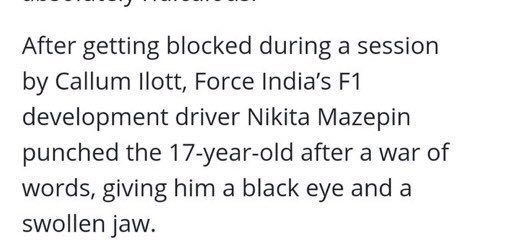 Non sport behaviour towards Callum Ilott.