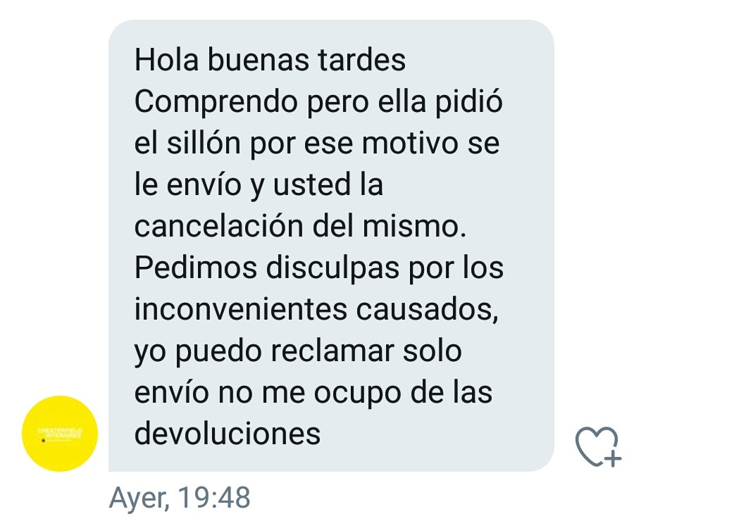 roxana37746237's tweet photo. @tuQuejaSuma @interiorchester pero hay otras personas que compraron después y le mandaron después de tanto insistir el sillón, yo quiero mi plata por más q ni valga lo q hace 5 meses pero es mia. Son unos sinvergüenzas https://t.co/Qx0gpQZgTZ
