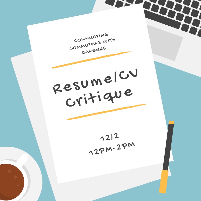 UCONNOffCampus's tweet photo. Get your resume/CV critiqued tomorrow by @UConnCCD! This event is on a first come, first serve basis and will also be the last Resume/CV critique we are hosting for commuters for the semester.
Meeting Link: https://t.co/A1tUsiYCK4 https://t.co/WPzafGtzVc