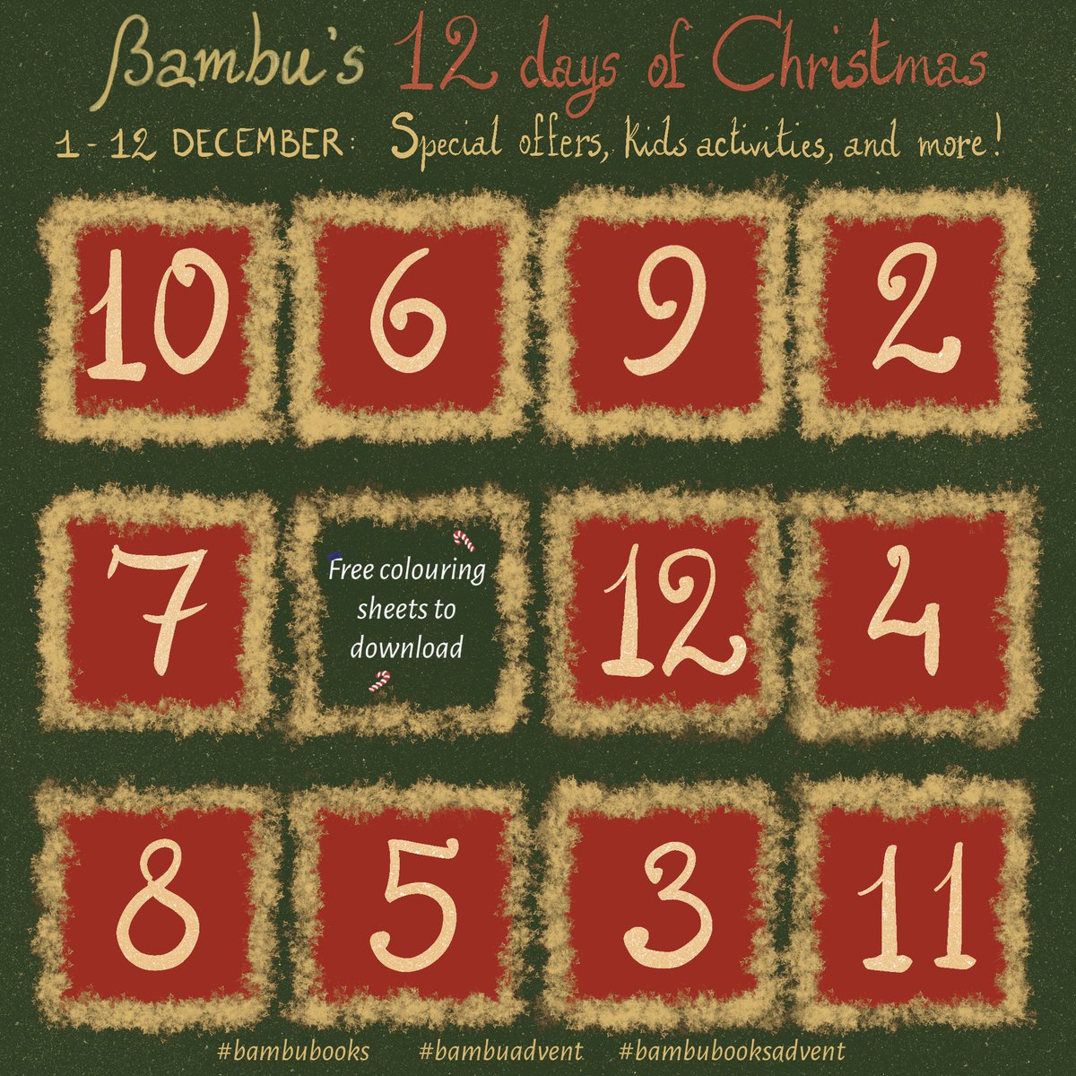 Happy December! Here’s the first of 12 little surprises we have in store for you! Head to bambubooks.com/resources to download free colouring sheets! #bambubooksadvent #bambuadvent #December1st #CountdowntoChristmas #December #AdventCalendar #freegifts