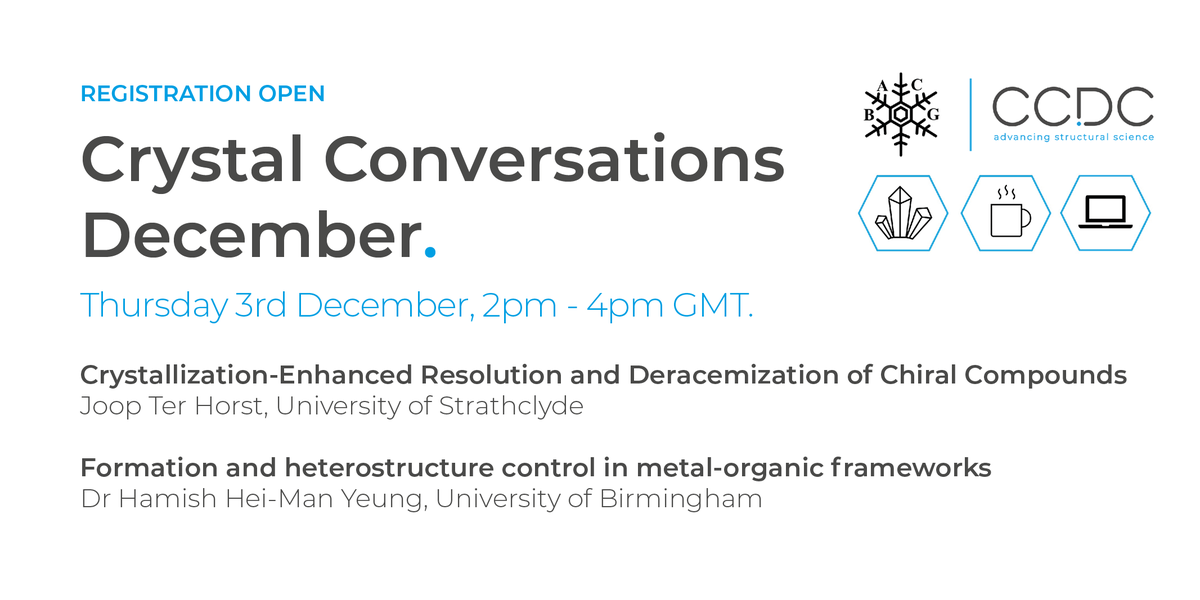 COREITN's tweet photo. Register now to join a webinar by @COREITN Project Coordinator Prof. @JoopterHorst as part of @BACG_ and @ccdc_cambridge's Crystal Conversations series!

Click here to register: https://t.co/Hfmk0HUANr https://t.co/GjS6beJLuE
