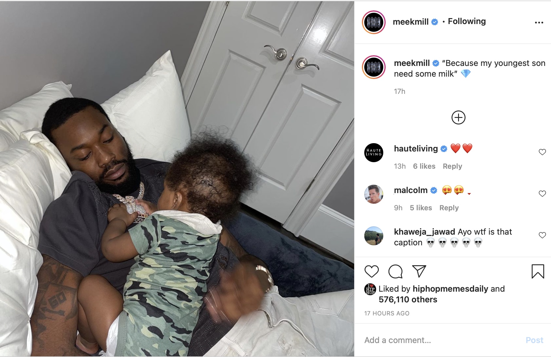 SOHH on Twitter: "Love seeing these moments! Meek Mill w/ his youngest born  son. #First #BOHH #BlackOwnedHipHop https://t.co/yRlJbqkNop" / Twitter