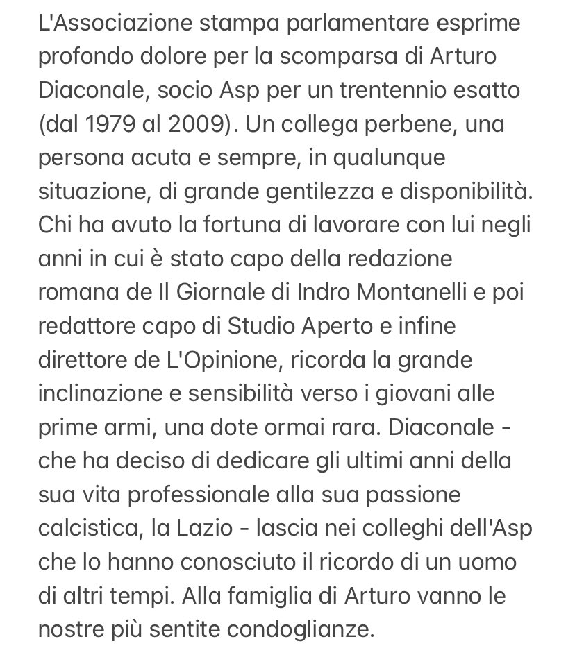 Oggi ci ha lasciato Arturo Diaconale, iscritto alla nostra Associazione per un trentennio esatto (dal 1979 al 2009). Il ricordo dell’Asp.