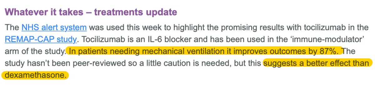 There seems to be some confusion, even  @rcplondon, regarding what is known about the role of therapies targeting IL-6 in COVID-19 so I thought I would attempt a thread to summarise where I think we are with this 1/n