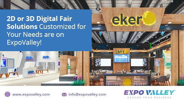 We provide Digital Fairs with a technological infrastructure adaptable to your preferences. 2D or 3D Digital Fair solutions customized for yYour needs are on ExpoValley!

#3D #exhibition #fairsolution #expovalley #tradevalley