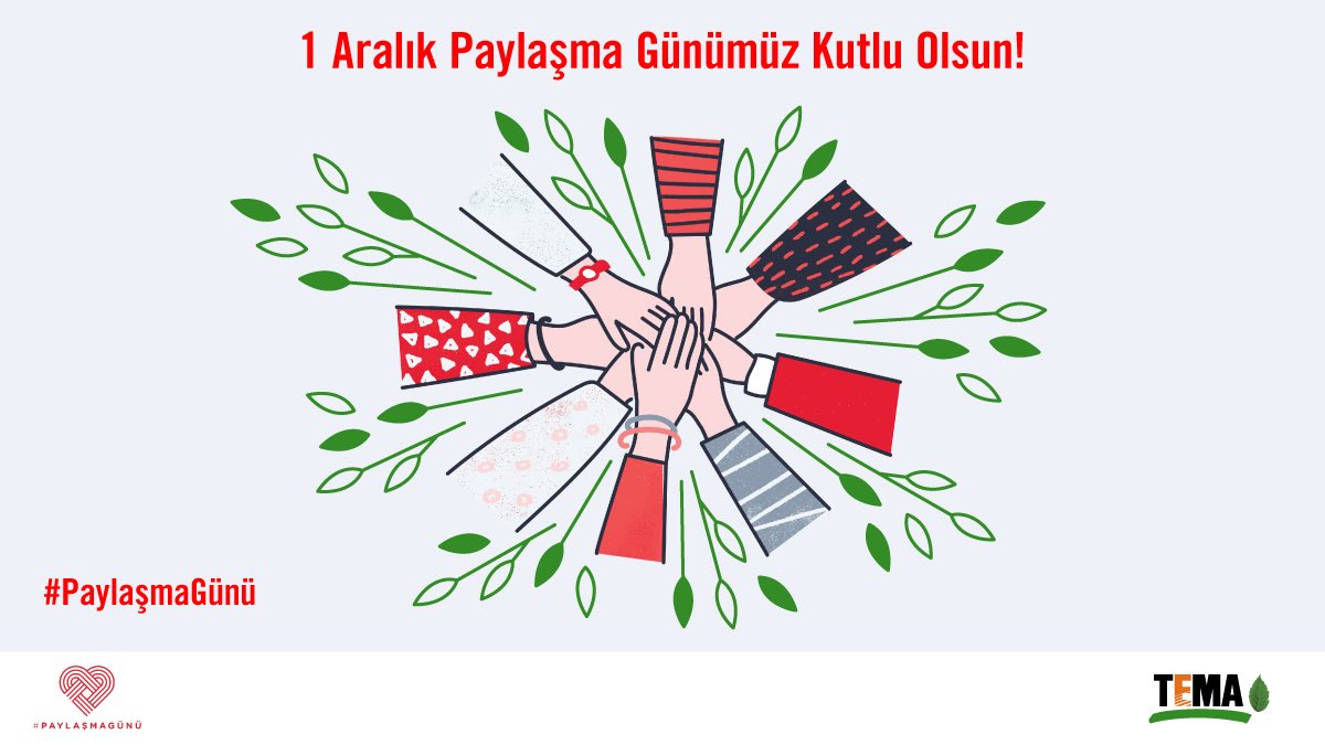 🎉1 Aralık Paylaşma Günü'müz kutlu olsun!
🌱Bu yıl ilkini kutladığımız bu günde sevdikleriniz için fidan bağışlayın! Adına fidan bağışladığınız ismi bu postun altına etiketleyin, çoğalalım. 
🍀Sevginiz, fidanlar gibi yeşerip büyürken, umut yeşertmeye devam edelim.
❤️#PaylaşmaGünü