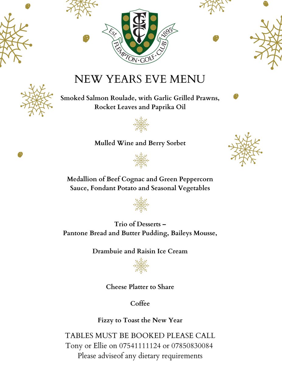 Christmas Lunch and New Years menu is here!

Call the clubhouse to book a table to come and enjoy a lovely meal at Flempton!

#flempton #christmasmenu