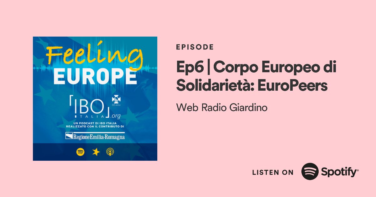 Cosa accade una volta conclusa un'esperienza di volontariato europea? C’è un modo per proseguire l’impegno insieme ad altri giovani che hanno vissuto la stessa opportunità? 

Il sesto episodio di Feeling #Europe parla di #EuroPeers!

open.spotify.com/episode/710m44…

#eusolidaritycorps