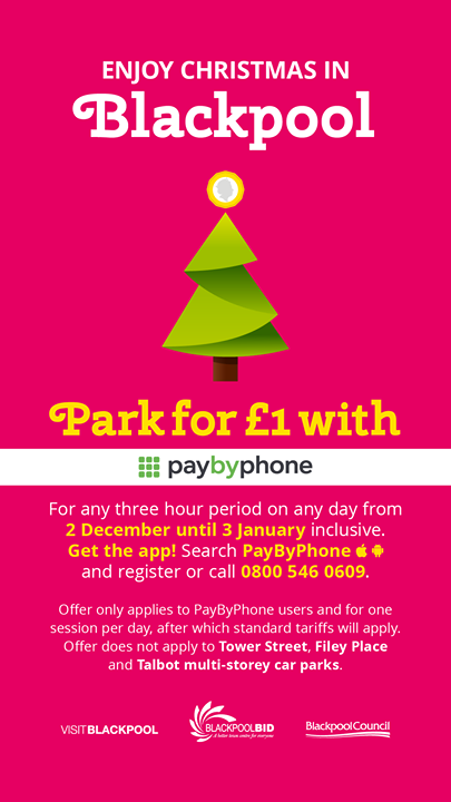 BlackpoolBIDS's tweet photo. Shop local this Christmas and support #Blackpool! 🎅 🎁  🎄 ✨ 🌟  

*Three-hour sessions are limited to one per day after which normal tariffs apply. Tower Street, Filey Place and Talbot Multi-Storey car parks are not included in the offer.  
 
We can't wait to welcome you back! https://t.co/nk02eK2sMy