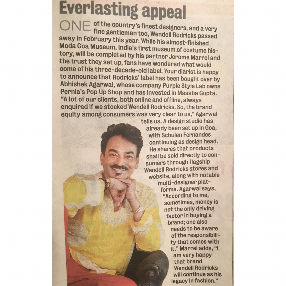 At last we managed to give a new life to @Wendellrodricks label. Best of luck @SchulenF https://t.co/sVzWz23aWA
