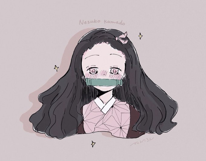 からんころんさんがTwitterに投稿した竈門禰豆子(鬼滅の刃)のイラスト。