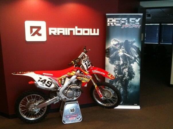 scottblinn's tweet photo. I took this in the lobby 11 years ago when Reflex launched. #rainbowstudios #thq #mxvsatv #supercross #reflex #gamedev https://t.co/FnMYyRYgzx