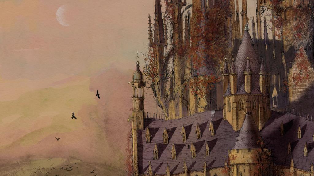 Illustrated picture of Hogwarts Castle 