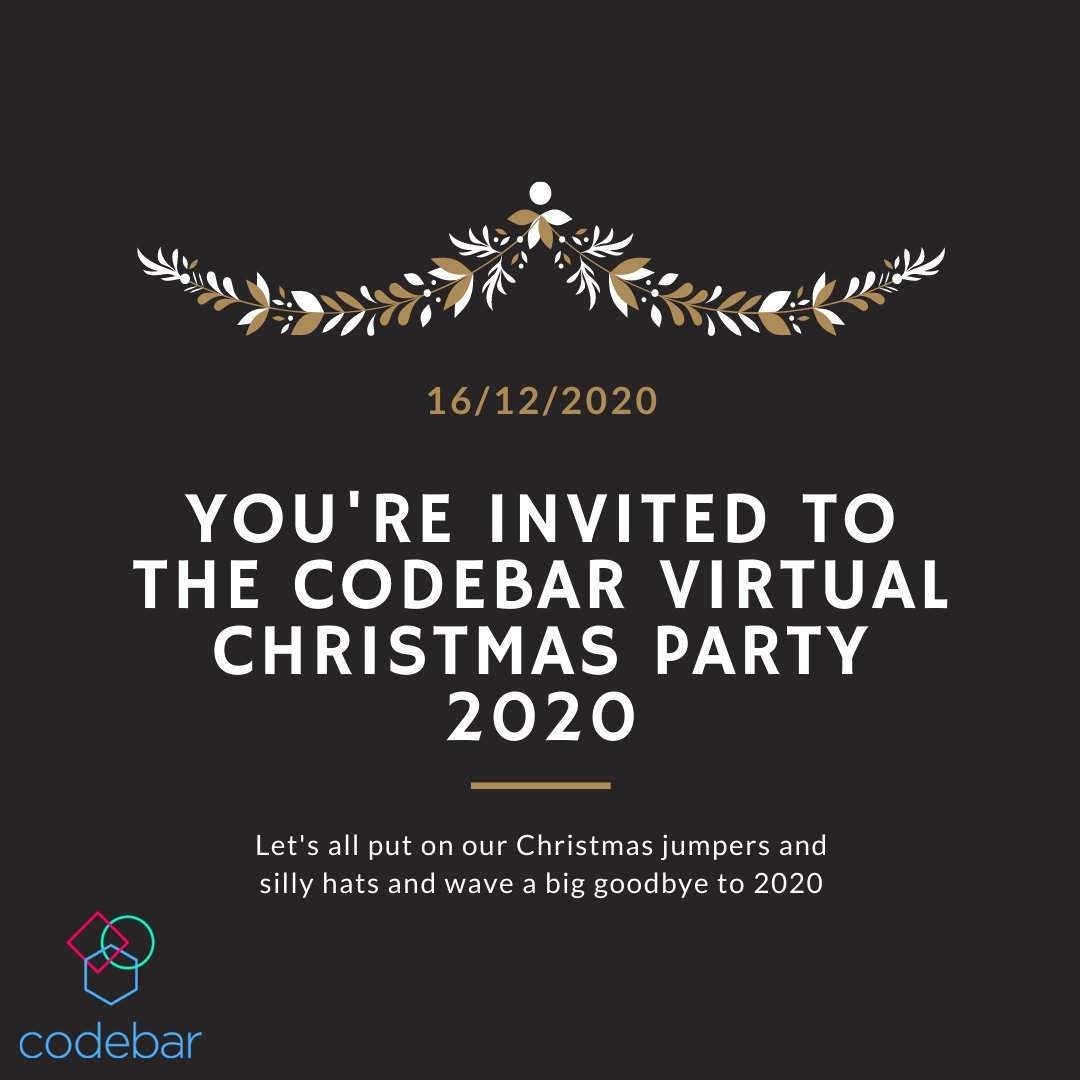codebar's tweet image. In keeping with positivity today, you're all invited to our Virtual Christmas Party on December 16th from 5PM (GMT).
codebar.io/events/virtual…