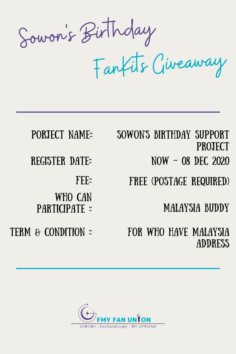 GFMYfanUNION's tweet photo. Finally! Sowon’s Birthday celebrations event is out!

We’re doing giveaway this time with paying postage only!

How to participate?
Please check our FB for more details
🔗 https://t.co/RXV3SYkrpm

#Sowon #GFRIEND #여자친구 #소원 #Happy_Sowon_Day @GFRDofficial  #GFMYFANSUPPORT https://t.co/O7lbnolNs9