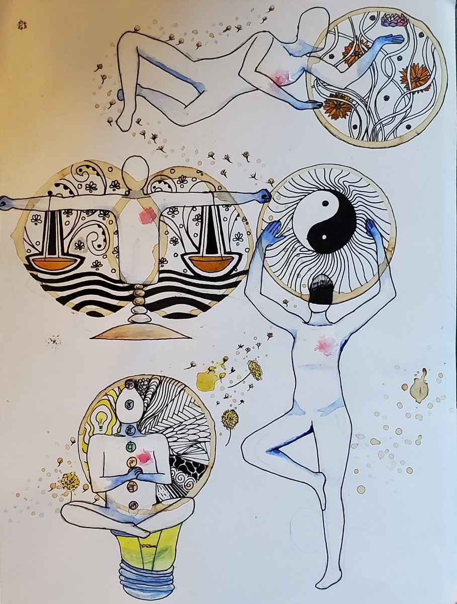 Students in Art 2 work on combining figure drawing, symbolism, design, and even painting with coffee, to create Symbolic Figure Drawings. #remotelearning #coffeepainting #zentagles #symbolism