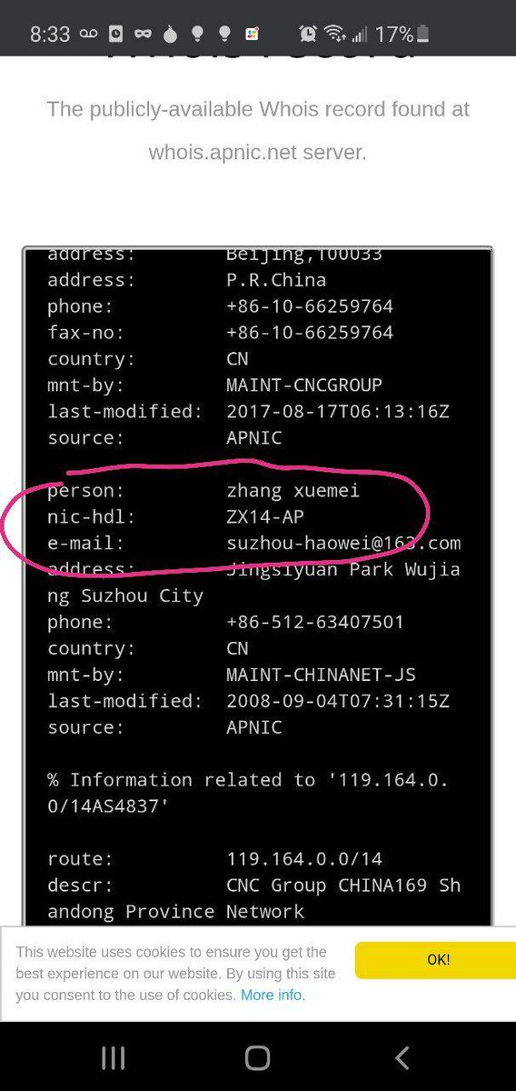  #Breaking  #BreakingNewsAndy Huang,  #Dominion's IT Manager, is connected to the North Korean Trojan on Beijing's  #Dominion network & has been revealed as "Xuemei Zhang" the owner of ip 119.64.0.0 in China, who has a lot of shell companies in  #America & a CCP ChinaTelecom Agent