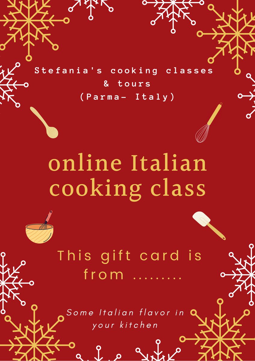StefaniaTours's tweet photo. This December bring some Italian flavor to your friends' kitchens and give them an online cooking class. 
It will be a wonderful gift!

For information contact me at sbertaccini@hotmail.com
Ciao! https://t.co/KLsOqirKNy