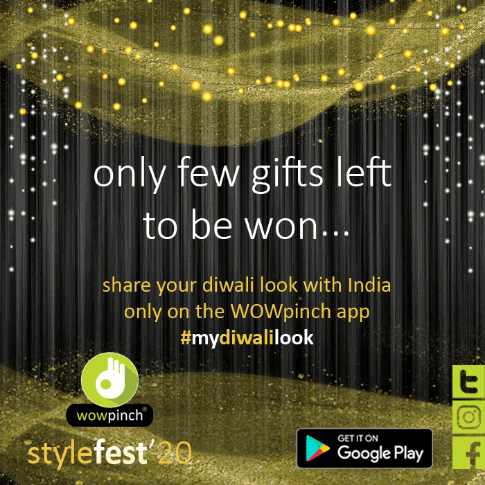 WOWpinch's tweet photo. only few #gifts left to be won...
let #India see the #styling talent it has.

#WOWpinch says lets make this #december wowsome.

#mydiwalilook #diwalishopping #diwalishoot #diwalidress #ethnicwear #indianwear #indianfashion #indianfestival #ContestAlert #ContestAlertIndia #Contest https://t.co/7kgMVddee6