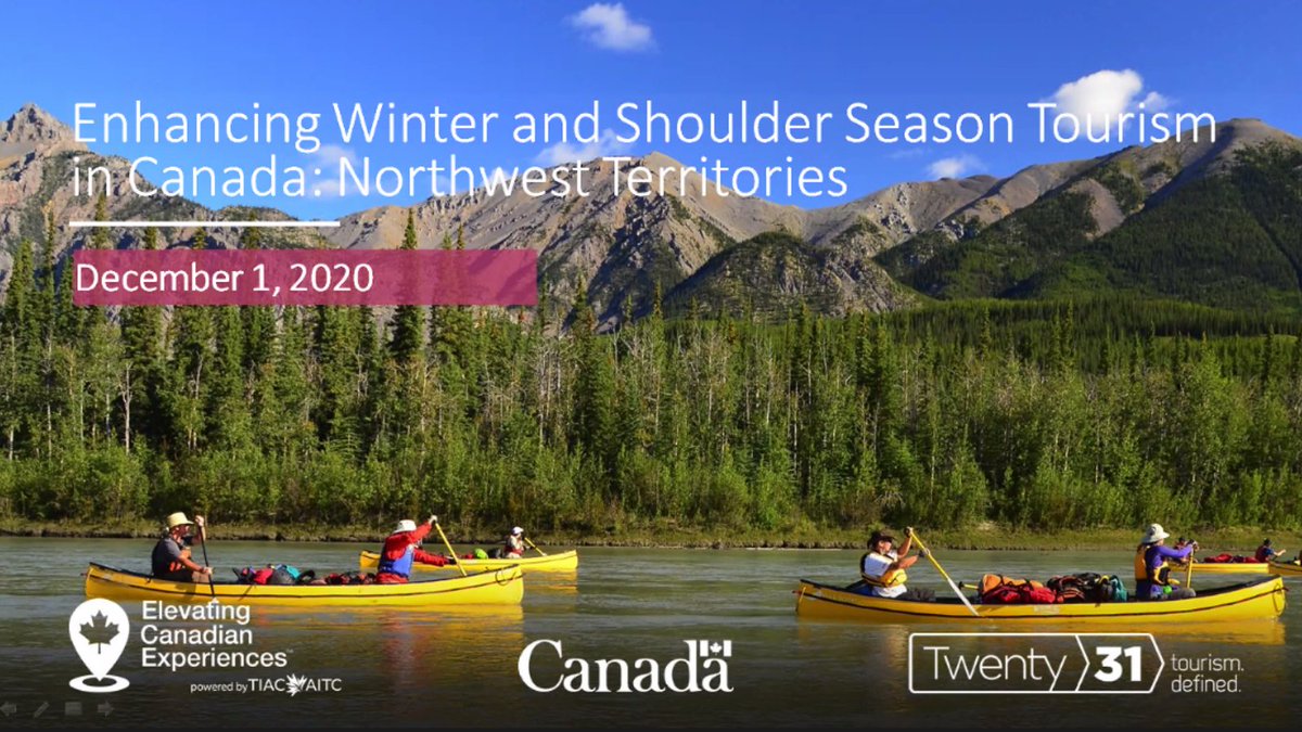 TIAC_AITC's tweet photo. Tourism industry stakeholders are learning about Winter and Shoulder Season Tourism Development delivered by our partners #Twenty31 in today’s online workshop in the Northwest Territories! 

Use #ElevatingCanada to share your best takeaways.

#TourismCounts https://t.co/pRUb24eOPV