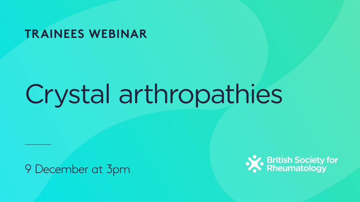 Join us next week for the Crystal Arthropathies webinar 🤓 You'll learn about: 
⭐️ Management of complex gout including what to do in patients with chronic kidney disease and transplant recipients, and when and how to use uricosuric drugs. 
Plus more ➡️ bit.ly/3mtePKA