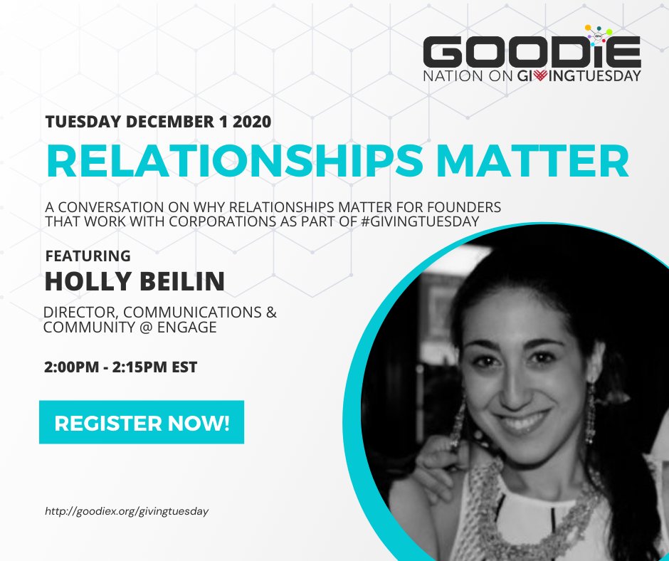 goodienation's tweet photo. 🎙️ UP NEXT on #GoodieImpactStories @ 1pm : Revenue Over Everything 

feat. Dru Riley (https://t.co/ddrexvl1r8), Adam Marx (@adammarx13) , Holly Beilin (@engagevc ) Deisha Barnett (@atlchamber)

Meet us on zoom. 💻 https://t.co/lEqO4S9ajZ  or Text GOODIE  to 707070 to give 💰 https://t.co/b3I7FpqLph