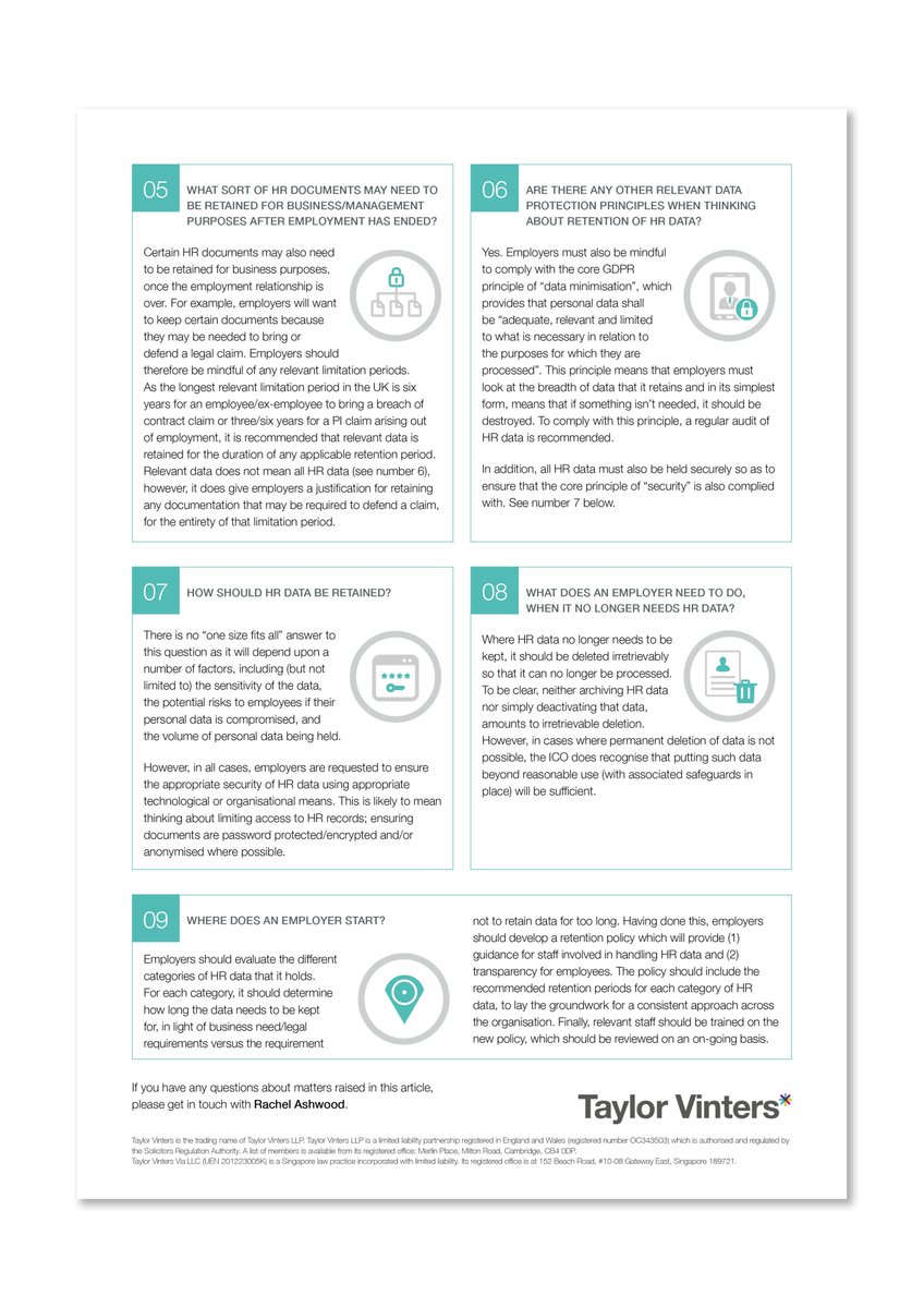 Ensuring that HR data is stored safely and for an appropriate period of time is a cornerstone to compliance with the #GDPR. Here are the key questions that an employer must consider when determining how long to store data for and how to keep it secure: bit.ly/39w8quo.