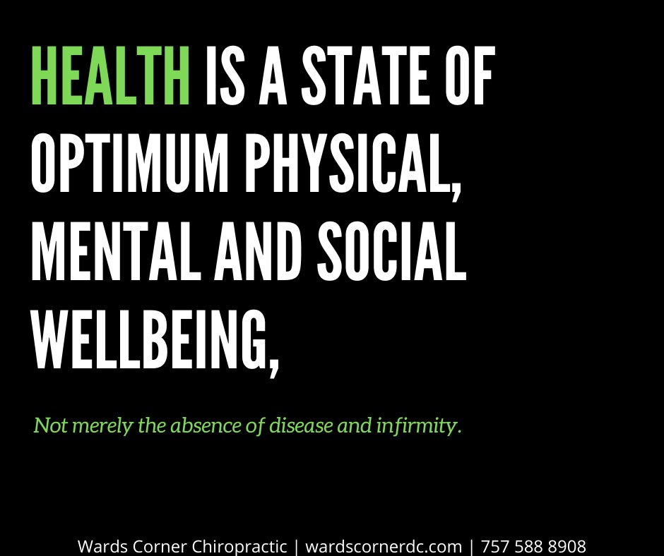 wardscornerdc's tweet photo. Total expression of optimal health includes much more than the absence of disease or pain. That's why we don't treat symptoms, we adjust the spine to allow the doctor within us to express its full innate potential.

What are you doing each day to work towards optimal health? https://t.co/tQRJr8chnq