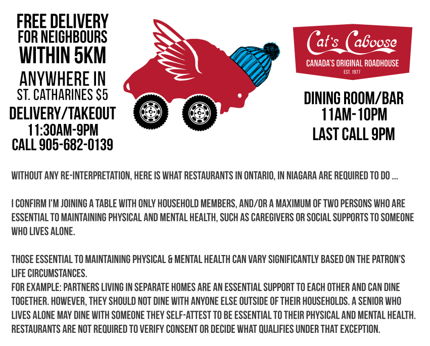 CatsCaboose's tweet image. Without any re-interpretation, here is what restaurants in Ontario, in Niagara are required to do regarding people dining together...