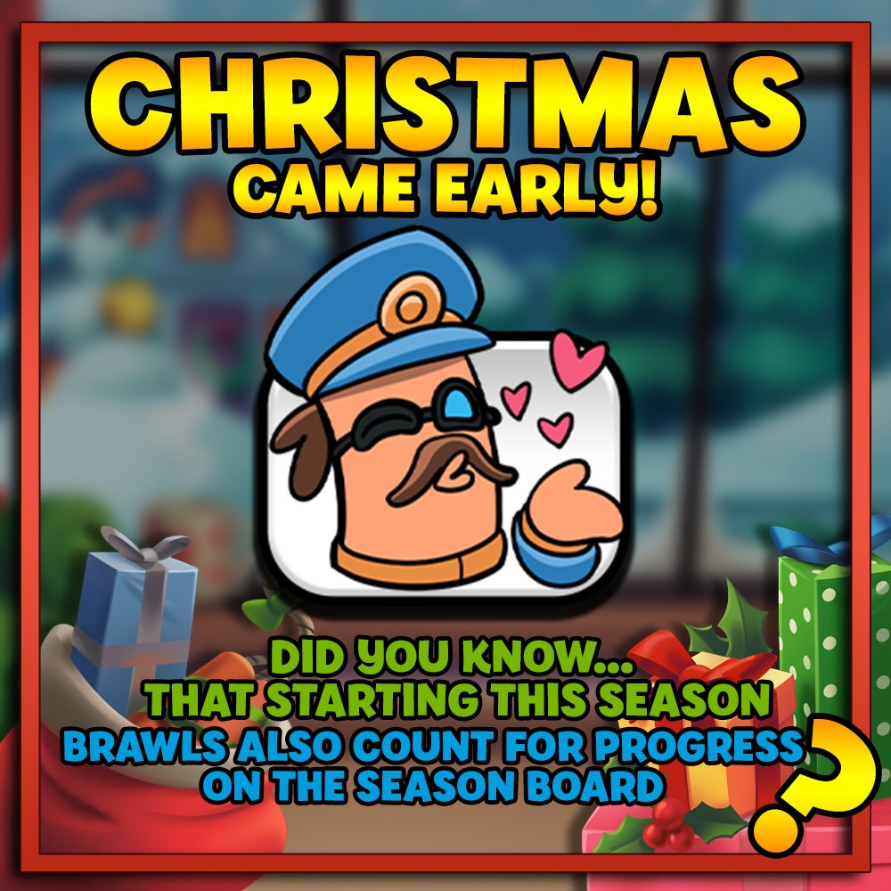 🎄Christmas Came Early!🎄
Did you know that starting this season, Brawls also count for progress on the Season Board?
#wwd #worldwardoh
