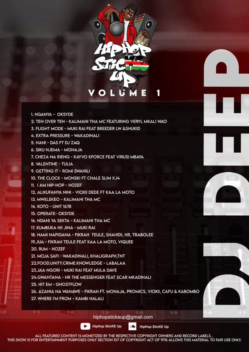ondustrtlawyer's tweet photo. https://t.co/7I09pwEu7B
Vol. 1 done by @Deepfixa is up already on Yt & Soundcloud.
"Game Time" yow.
#HipHopsticKEuP🇰🇪
#keHiHop🇰🇪 https://t.co/mYezy1n4vr
