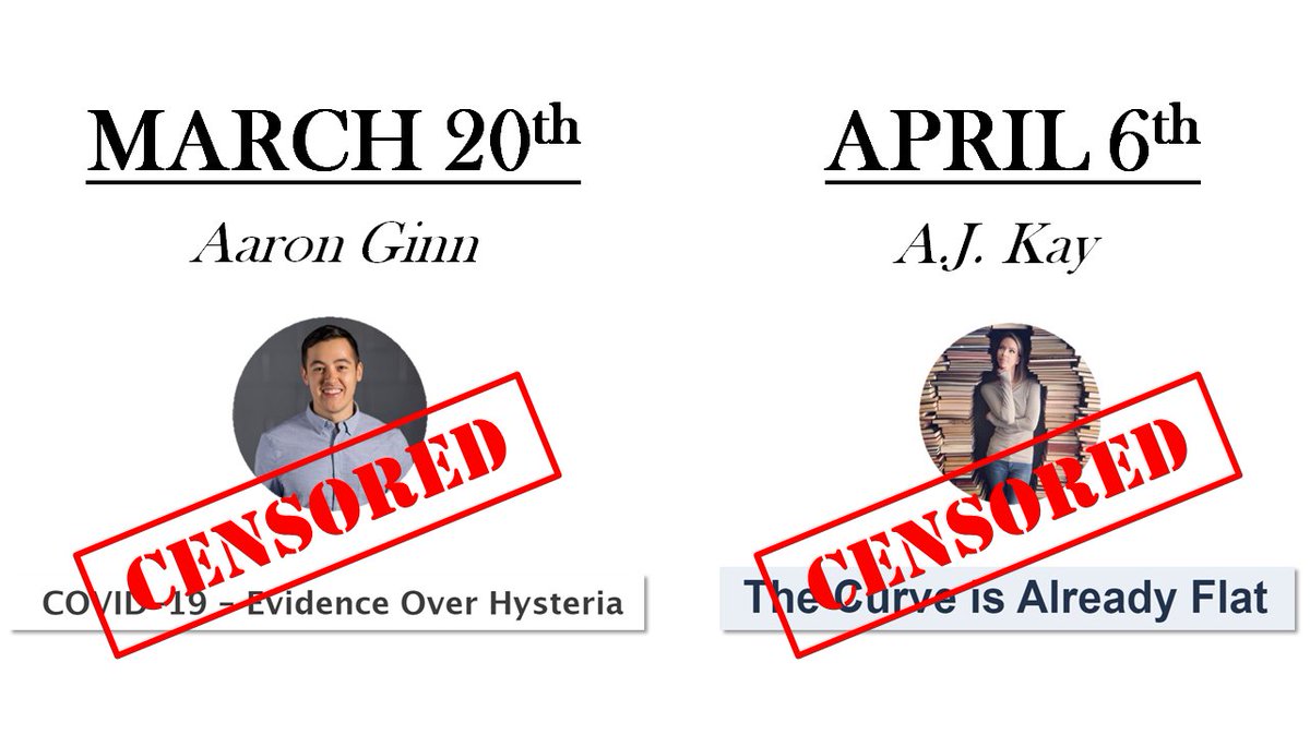1/5 Reflecting on the start of the Cv19 panic, the censoring of  @aginnt &  @AJKayWriter was an indication something was terribly wrong.Though not perfect, both articles were clearly reasoned & well-sourced.Furthermore, the key points have since been substantiated many times.