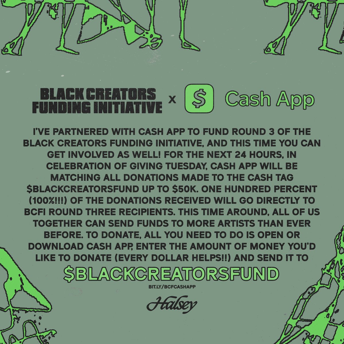 So excited to announce round 3 of the #BlackCreatorsFund with @CashApp! download the app to donate 🤍 bit.ly/BCFCashApp #partner
