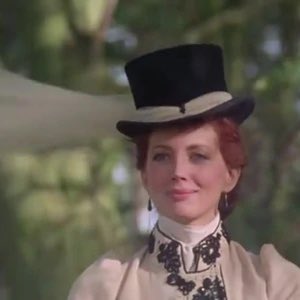 her next appearance is in a series of flashbacks, narrated by the king when he visits holmes. the riding habit she wears here is one of my favorite costumes on the show!
