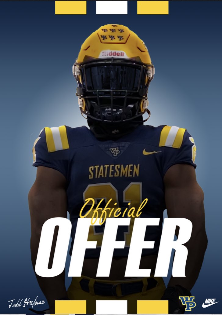 Brodie_Reich's tweet photo. Honored to receive an offer from William Penn University 🟡🔵 #gostatesmen @WP_OLCoachStew @Olguy51 @CoachBrew1 https://t.co/zxNgT5rXdj