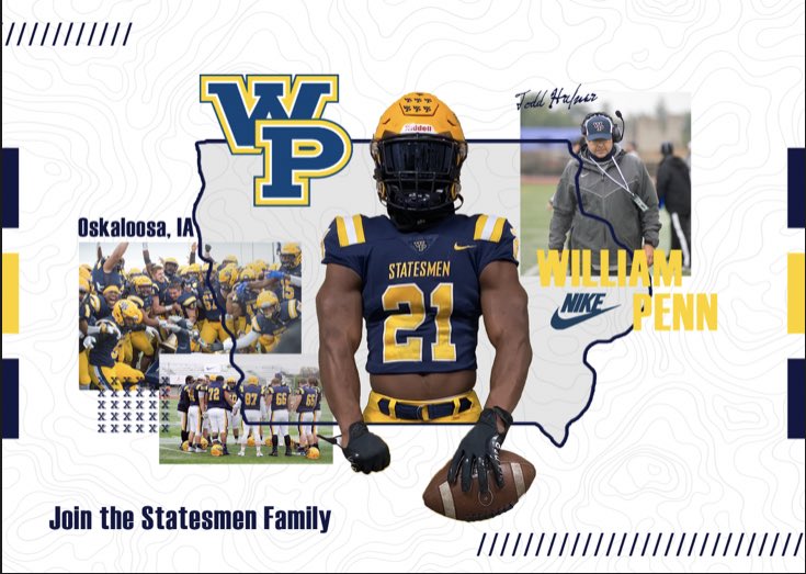 Brodie_Reich's tweet photo. Honored to receive an offer from William Penn University 🟡🔵 #gostatesmen @WP_OLCoachStew @Olguy51 @CoachBrew1 https://t.co/zxNgT5rXdj
