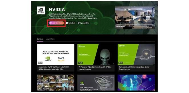 NVIDIAAI's tweet photo. To join any @NVIDIA Virtual Session at @AWSreInvent, click "Join Live Demo" button on our Sponsor page https://t.co/6C8MTnkHg3 https://t.co/aCMMvBANLV