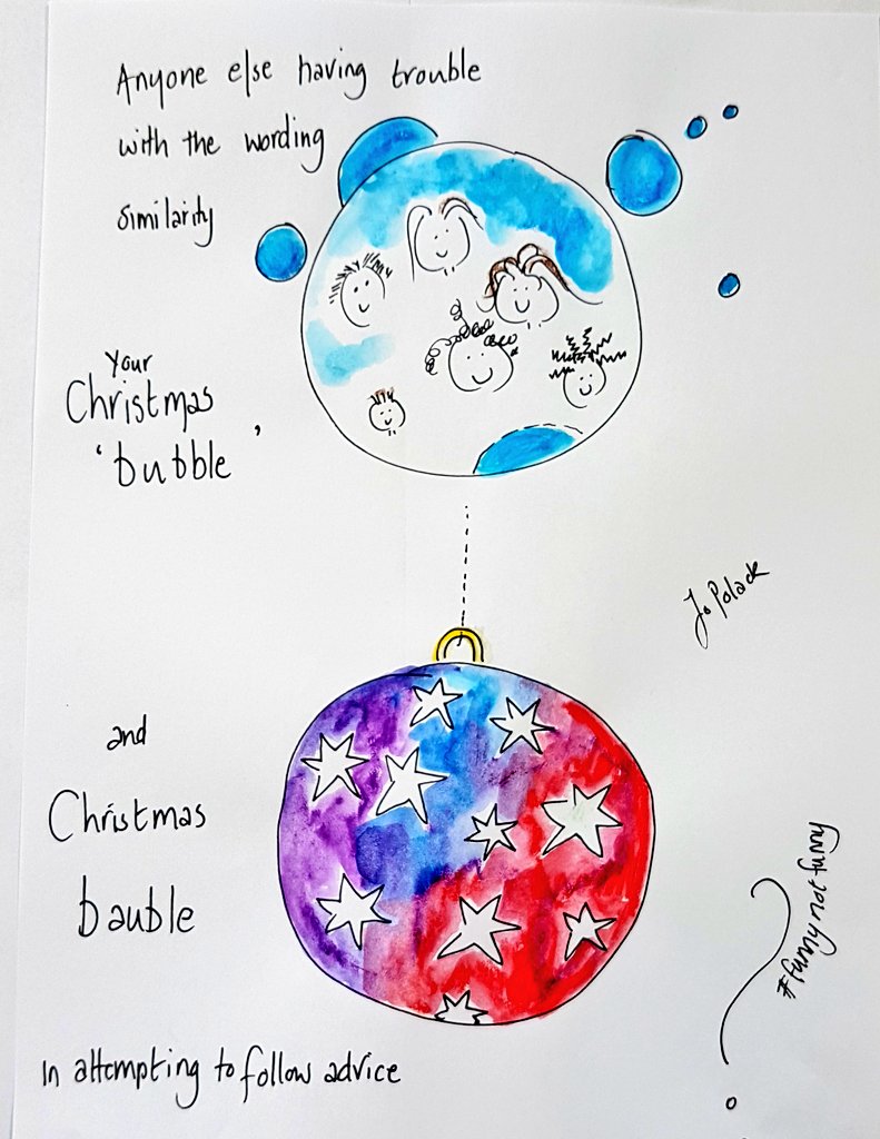 JoPolack's tweet photo. Bubbles & Baubles 😷🎄
When you are trying to read covid xmas guidelines and sidebar ads pop up for round tree decorations.😂
#covidchristmas #covidcreativity
#irony #bubbles #baubles #understanding #seekingsimplicity #covid_19
#jopolackstudiogallery #sketchbookdrawing #staysafe https://t.co/Ynv8BX1Q0C