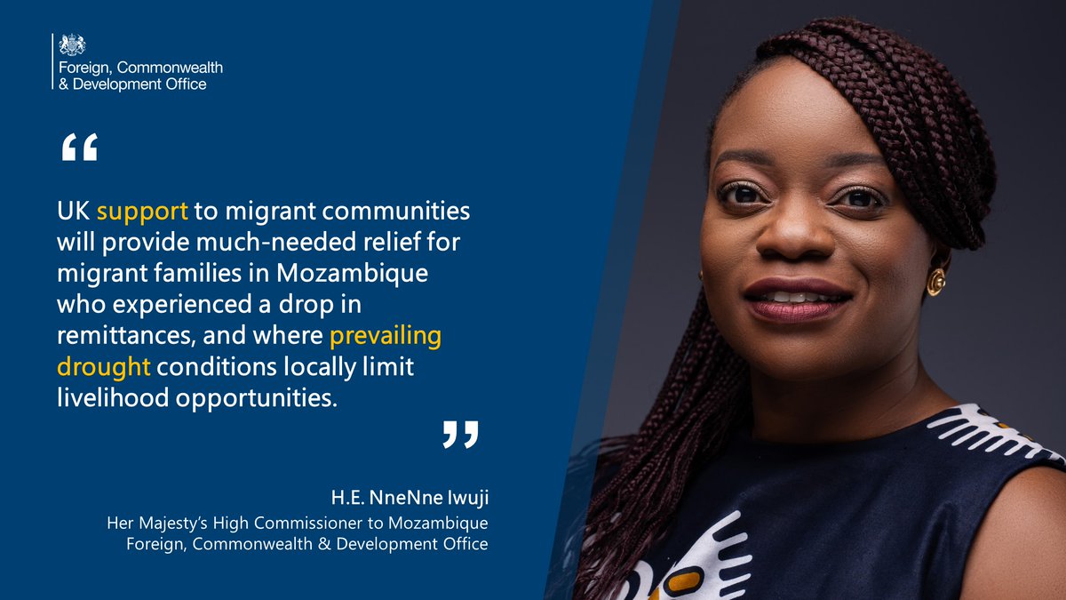 UKinMozambique's tweet photo. The π¬π§ announced Β£7M to provide services and food assistance to migrants affected by #COVID19 across #SouthernAfrica. Migrants in π²πΏ Mozambique affected by a drop in πΏπ¦remittances will benefit from part of the UK multi-country emergency funds of Β£1.5M. #UKRemittanceSupport #UKAID https://t.co/5ATxxGvFFi