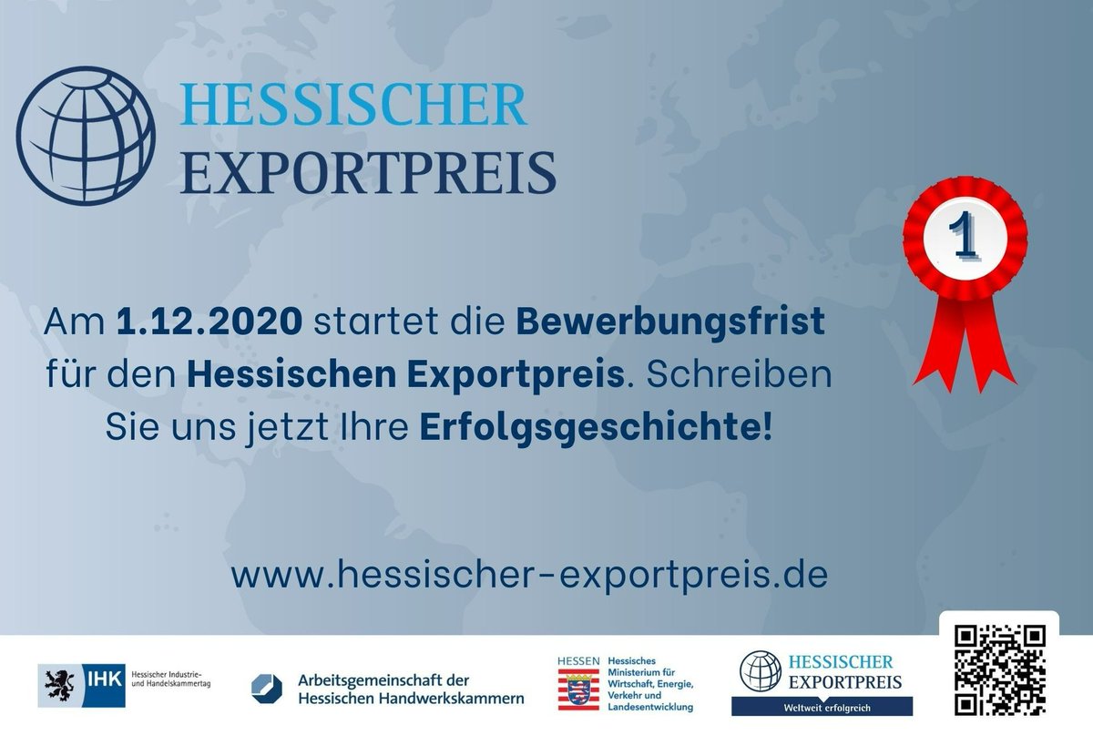 IHK_FFM's tweet photo. Es geht los: Mittelständische Unternehmen, die erfolgreich im Ausland sind, können sich um den #Hessischen #Exportpreis bewerben! Sie haben eine Erfolgsgeschichte zu erzählen? Dann ist jetzt die Gelegenheit ⬇️
https://t.co/87OtUcguT3 https://t.co/DQjXnRLbs9