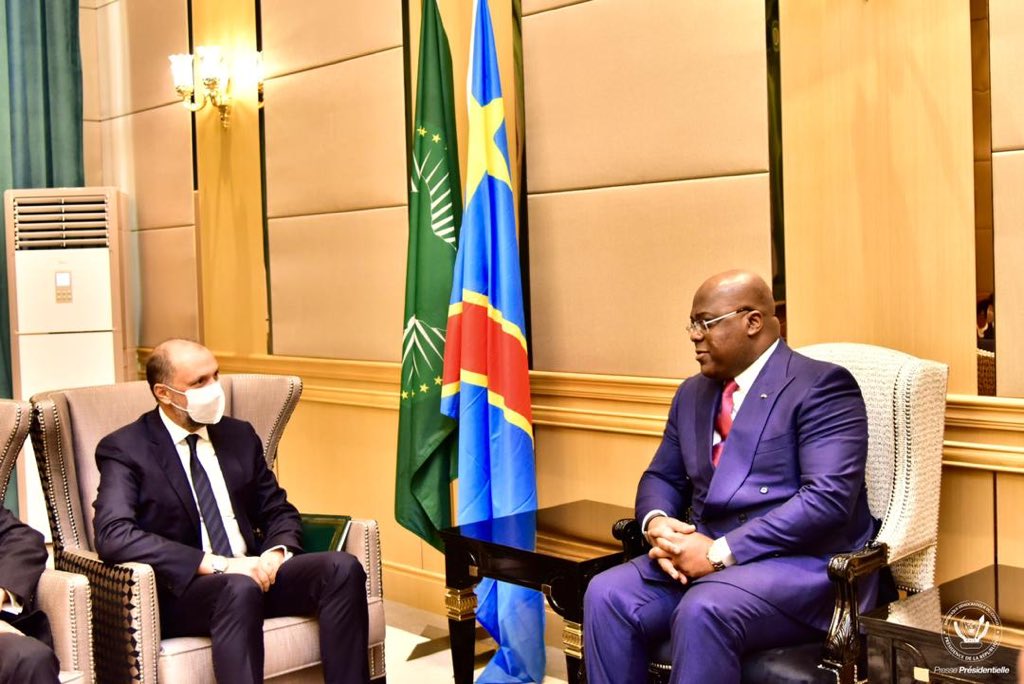 Presidence_RDC's tweet photo. #RDC 01.12.2020|#PalaisdelaNation
Le Chef de l'État, Félix-Antoine Tshisekedi Tshilombo a reçu en audience Monsieur Mohcine Jazouli, Ministre délégué marocain des Affaires Étrangères, Coopération africaine et des marocains de l'étranger. https://t.co/L3ETq7mRYf