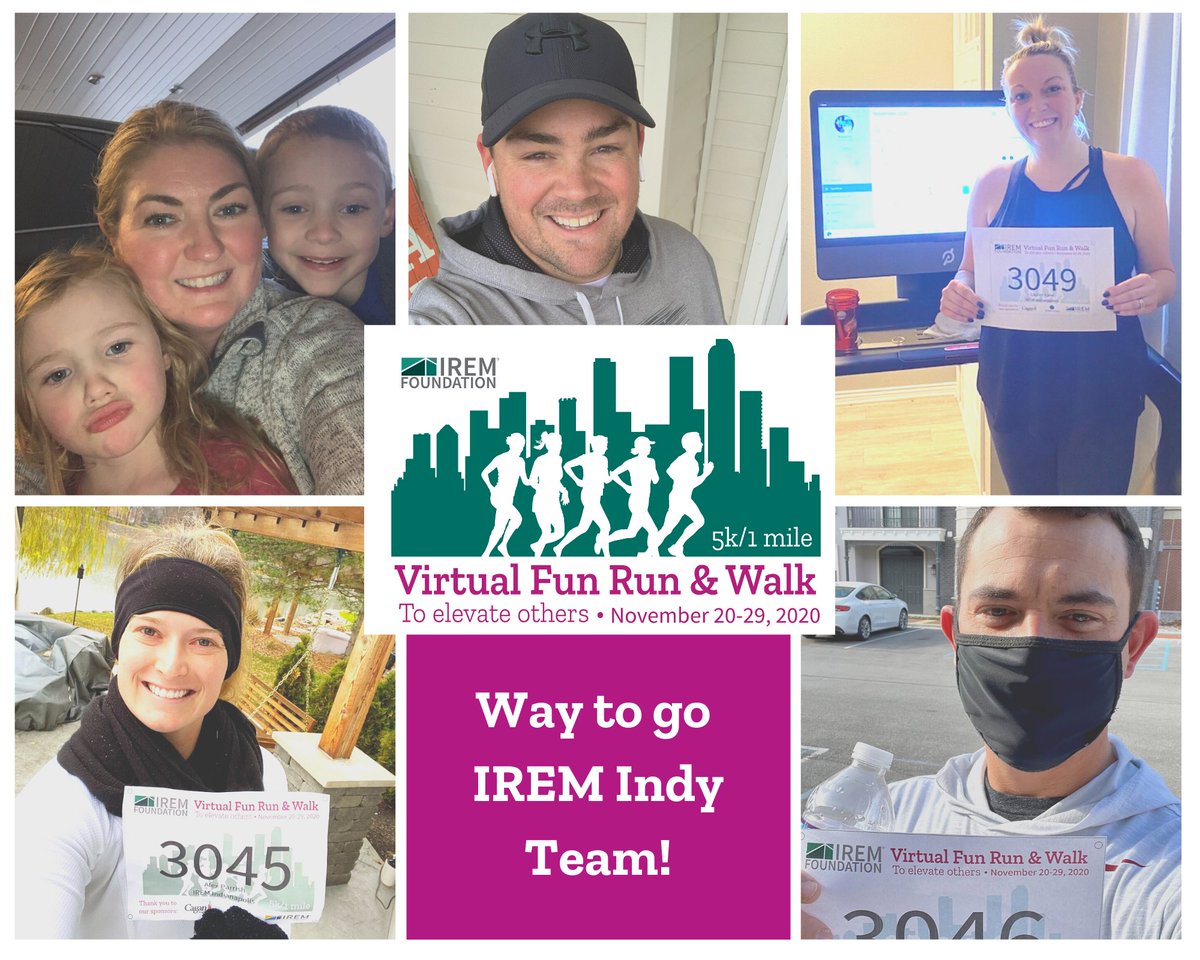 IREMIndy's tweet photo. Shoutout to our IREM Indy members who completed the first ever @IREM_info Virtual 5k/1mile Fun Run &amp; Walk!  All proceeds support IREM Foundation scholarships and programs to elevate diverse leaders.

#IREM #IREMIndy #IREMFoundation #IREMFunRun https://t.co/6UkmWZBlx4
