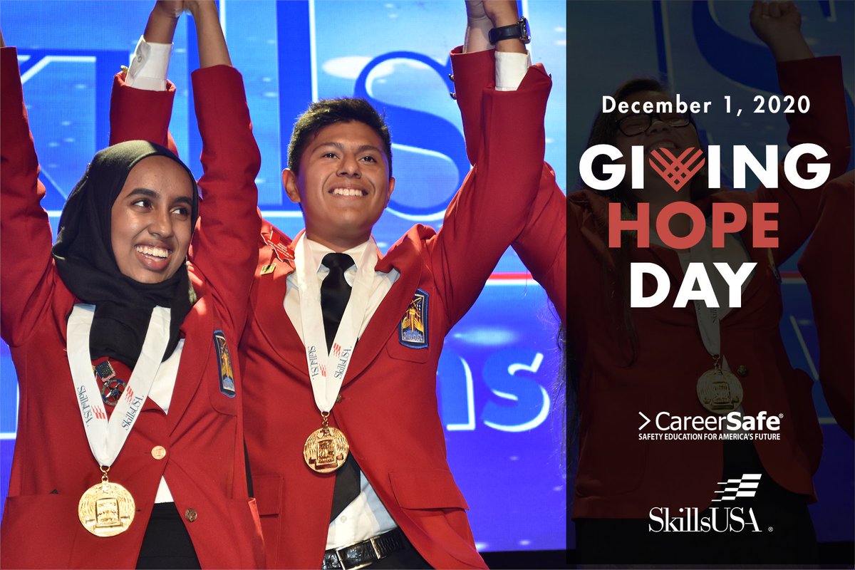 It's #SkillsUSAGivingHopeDay! 

SkillsUSA is asking for your support this year by donating to the Hope Fund. Any donation made will be generously matched by our partners at <a href="/CareerSafe/">CareerSafe</a>.

Donate now: bit.ly/2Iy256x