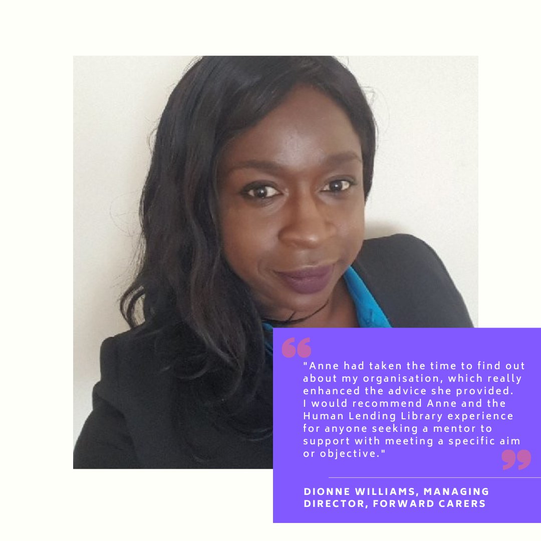HumanLendLibra1's tweet image. Dionne Williams @ForwardCarers
 recently met #HumanLendingLibrary expert Anne MacCaig. Here&apos;s what she had to say: &quot;I would recommend the Human Lending Library experience for anyone seeking a mentor to support with meeting a specific aim or objective.&quot; i-se.co.uk/human-lending-…