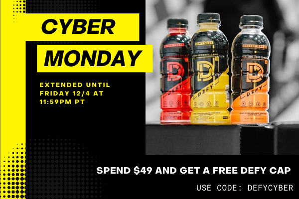 thedefynation_'s tweet photo. We’re EXTENDING our awesome #CYBERMONDAY deal through Friday! 😃 
Spend $49 on the perfect present for the active person in your life and get a DEFY cap absolutely free! Don’t miss out on the chance to be the best gift-giver this holiday season! 🎁 https://t.co/M901ZGzxhU