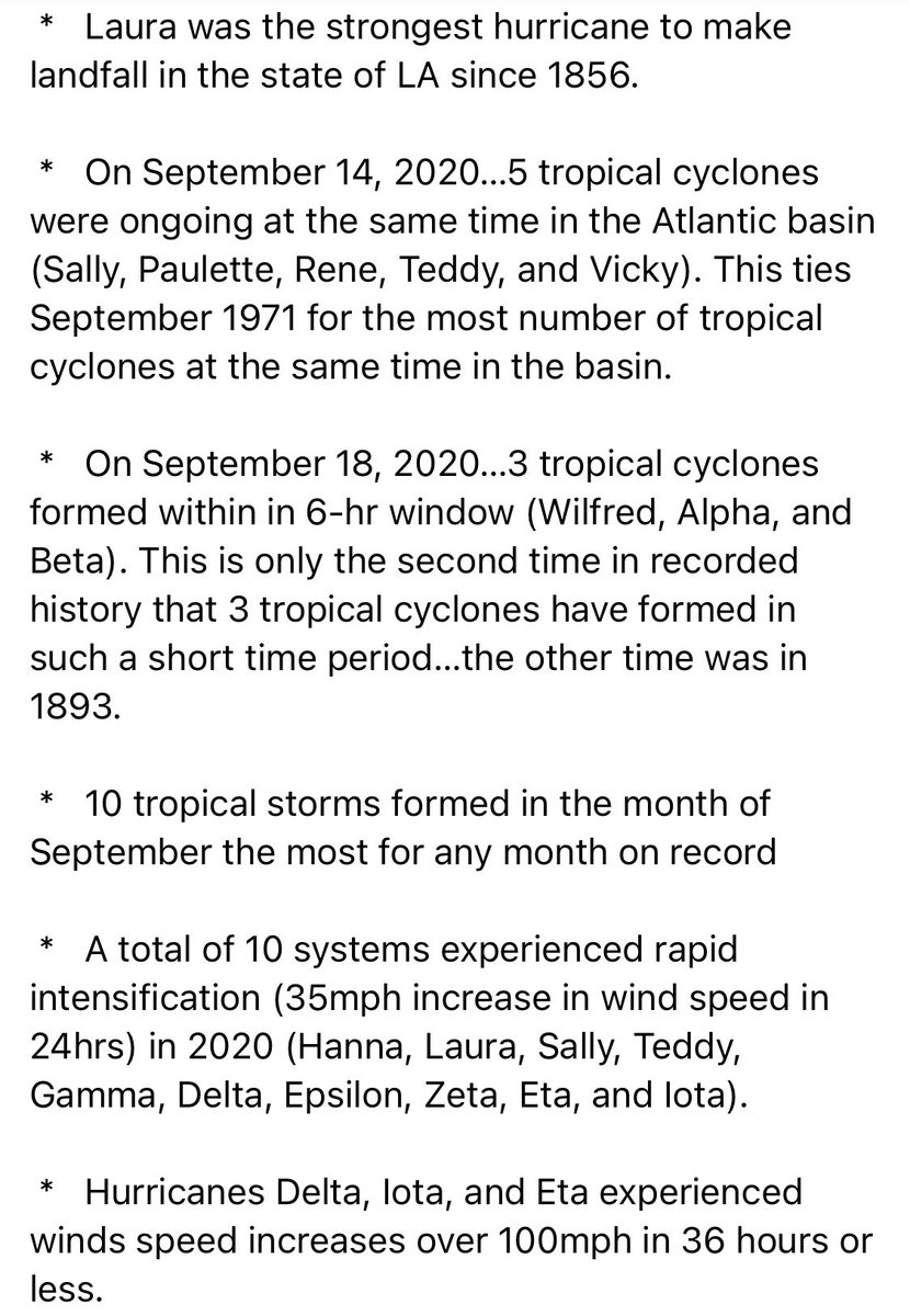 JeffLindner1's tweet image. Yesterday was the official end of the #2020hurricaneseason Attached are some of the facts and records of the season. Hats off to all the forecasters, emergency managers, and hurricane hunters during this busy season that served to protect their communities many times #houwx #txwx