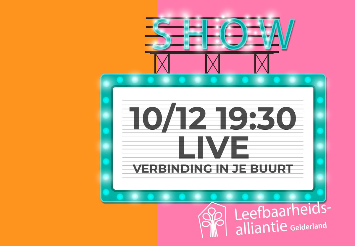10 december gaat de Leefbaarheidsalliantie live in de talkshow 'verbinding in je buurt'. We spreken met initiatieven over de aanpassingen in COVID-19 tijd.

Kijk je mee? Meld je gratis aan via: leefbaarheidsalliantie.nl/bookings-check…