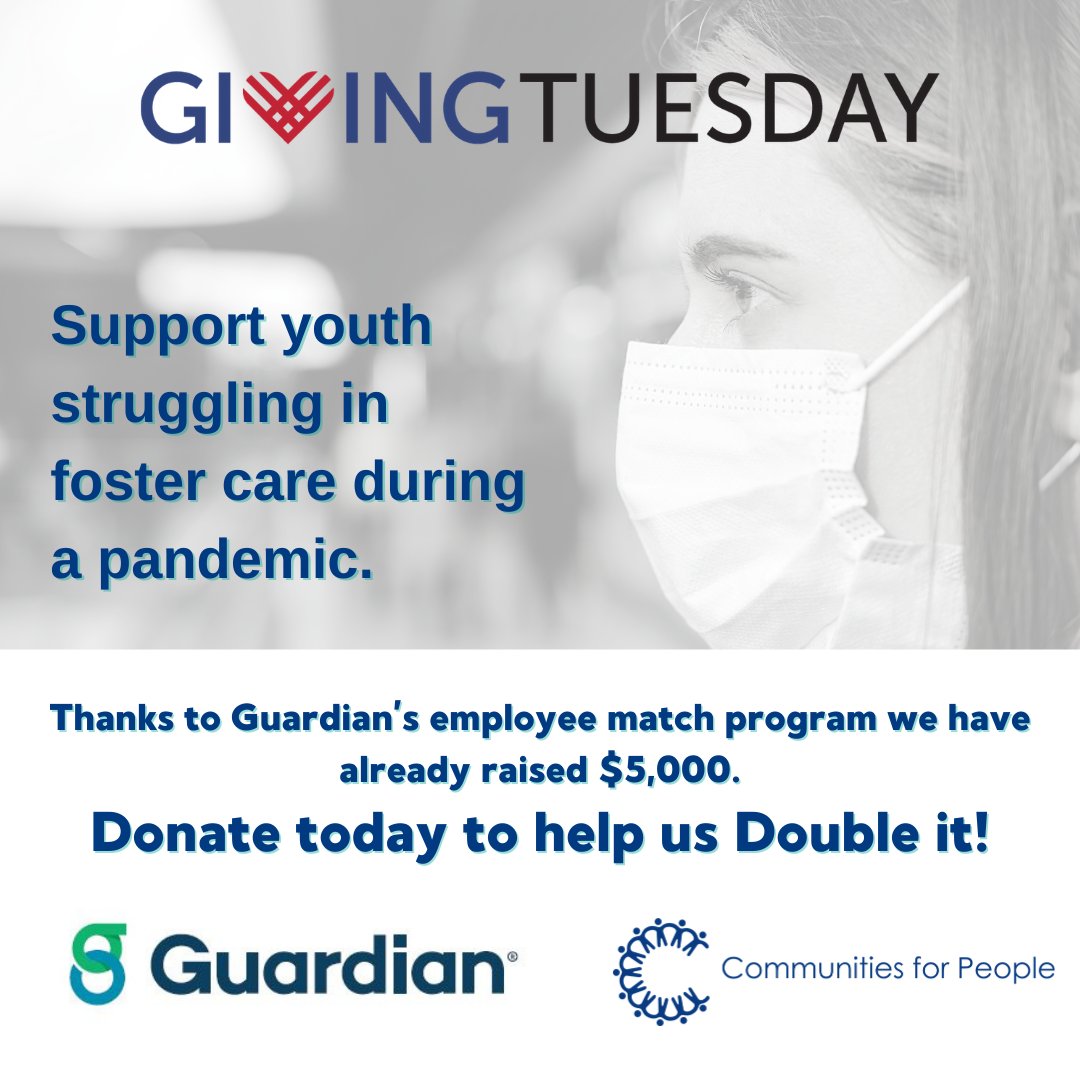 It's <a href="/GivingTuesday/">GivingTuesday</a>! Support youth &amp; families who are struggling during the pandemic. Show your support at ow.ly/gb8D50CyKev &amp; please share this post to spread the word! Thank you <a href="/guardianlife/">Guardian Life</a> ! #guardianemployee #guardianforgood  #giveback #givingtuesday2020  #fostercare
