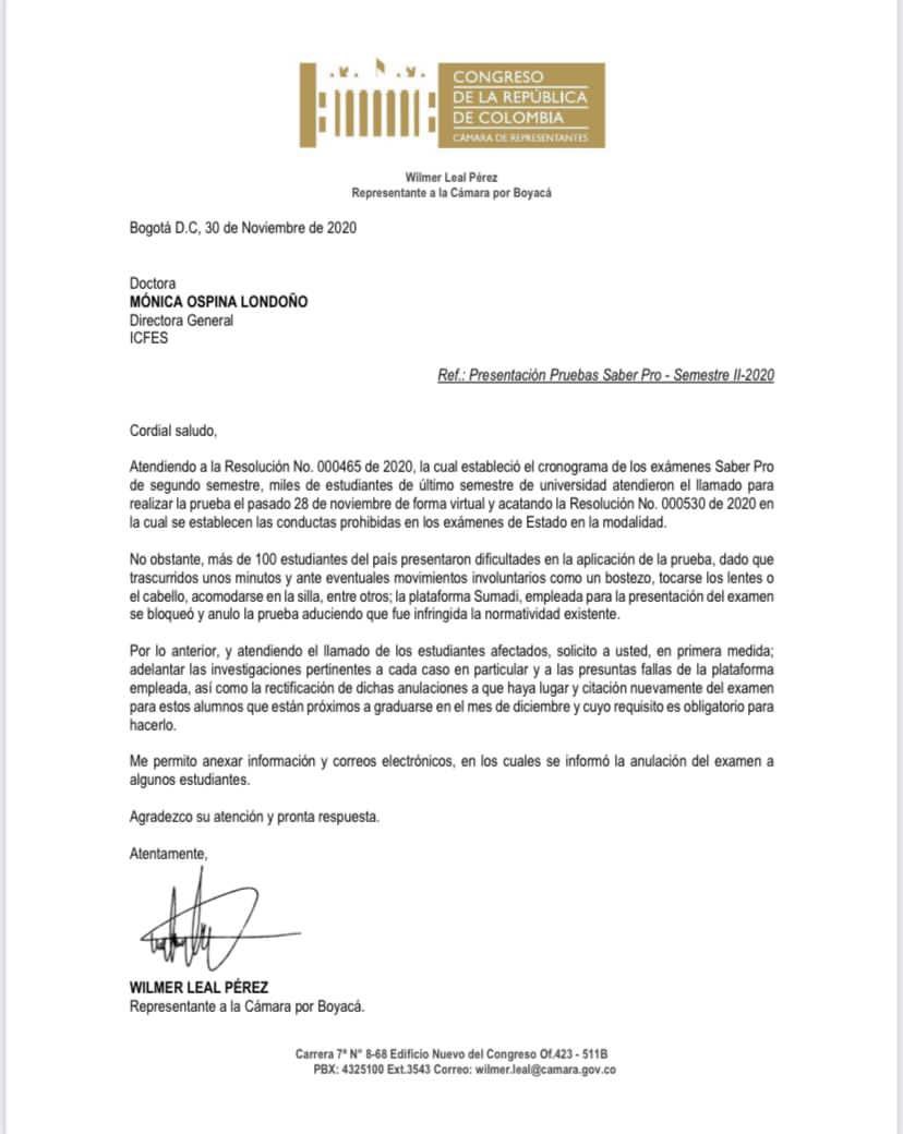 Wilmerlealp's tweet photo. 🚨 ALERTA 🚨

Cientos de Estudiantes en todo el país están a punto de ver truncados sus proyectos de vida, por fallas y errores con plataforma de las  Pruebas Saber Pro, por ello, solicité a @ICFEScol investigar las presuntas irregularidades, y ofrecer una solución a estudiantes. https://t.co/HWnjOS1VsY